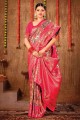 Sari Zari en soie Banarasi rose