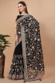 Sari noir en fil de soie avec chemisier