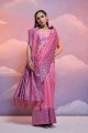 tissage à la main soie bébé rose sari avec chemisier
