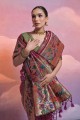Sari blanc en soie Banarasi avec chemisier