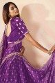 Saree violet brodé en soie Bhagalpuri avec chemisier