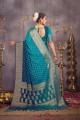 sari bleu avec georgette tissée