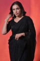 paillettes georgette, sari noir brodé avec chemisier