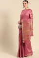 saris net avec brodé en mauve
