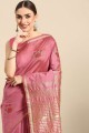 saris net avec brodé en mauve