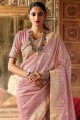 Saree en soie du sud de l'Inde en tissage rose