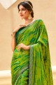 dentelle georgette saris vert avec chemisier