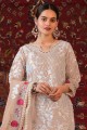 Palazzo Suit in Beige Faux georgette with Embroidered
