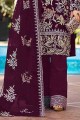 georgette zari costume palazzo violet avec dupatta