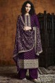 Costume Palazzo en fausse georgette à sequins en violet