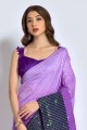 sari en georgette violet avec broderie