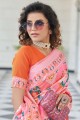 patola sari en soie avec tissage en rose