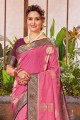 tissage de sari en lin rose