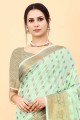 zari vert d'eau sari en coton