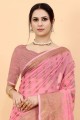 sari rose en coton zari avec chemisier