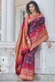 banarasi soie banarasi sari avec zari en violet