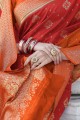 banarasi sari en soie banarasi rouge avec zari