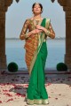 tissage banarasi soie banarasi sari en vert