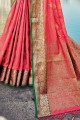 zari banarasi soie banarasi sari en rose