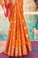 zari orange banarasi soie banarasi sari