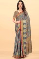 tissage coton gris sari avec chemisier
