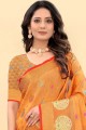 sari en coton tissage orange
