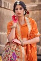 tissage banarasi soie banarasi sari en orange avec chemisier