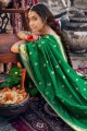 banarasi soie vert banarasi sari en tissage