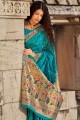sari banarasi turquoise avec tissage de soie banarasi