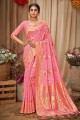sari rose avec coton zari