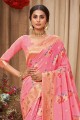 sari rose avec coton zari