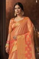 sari en organza orange avec zari