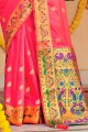sari en soie avec zari en rose