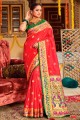 saris de soie zari en rouge
