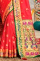 saris de soie zari en rouge
