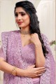 pierre, sari violet net brodé avec chemisier
