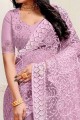 pierre, sari violet net brodé avec chemisier