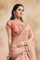 pierre rose, saris brodé en georgette