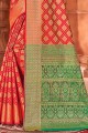 zari patola sari en soie rouge avec chemisier