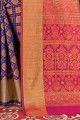 sari en soie patola violette avec zari