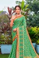 saris de coton et de soie avec tissage en vert