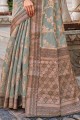 zari sari in grey silk