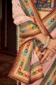 zari, fil, saris de soie d’art brodé en rose bébé