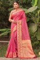 saris rose avec zari, tissage organza