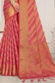 organza zari,tissage sari rose avec chemisier