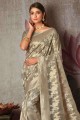 coton zari, tissage saris gris avec chemisier