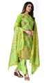 salwar kameez tissage vert en jacquard banarsi