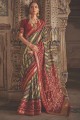 multi sari avec zari, imprimé, pierre avec moti patola soie