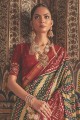 multi sari avec zari, imprimé, pierre avec moti patola soie