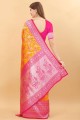 Moutarde Zari, tissage du sari banarasi en soie banarasi